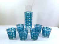 Load image into Gallery viewer, Pasinski Signed Mid-Century Blue and Green 14-Piece Cocktail Set
