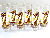 Load image into Gallery viewer, Federal Glass Mid-Century Monkey and Giraffe Tall Collins Glasses (Set of 6)
