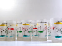 Load image into Gallery viewer, Mid-Century Fishing Lure Glasses with Carrier (Set of 8)
