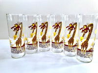 Load image into Gallery viewer, Federal Glass Mid-Century Monkey and Giraffe Tall Collins Glasses (Set of 6)
