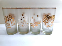 Load image into Gallery viewer, Culver Mid-Century 22-Karat Gold &amp; White Christmas Highball Glasses (Set of 4)
