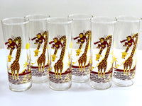 Load image into Gallery viewer, Federal Glass Mid-Century Monkey and Giraffe Tall Collins Glasses (Set of 6)
