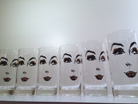 Load image into Gallery viewer, Mid-Century Glamour Gal Face Glasses (Set of 6)
