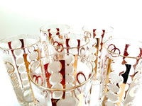 Load image into Gallery viewer, Mid-Century 22-Karat Gold &amp; White Chains of Love Glasses (Set of 6)
