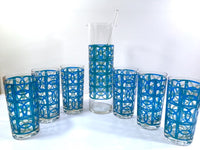 Load image into Gallery viewer, Pasinski Signed Mid-Century Blue and Green 14-Piece Cocktail Set
