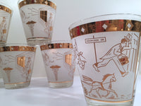 Load image into Gallery viewer, Mid-Century "Birds and the Bees" Double Old Fashion Glasses (Set of 6)
