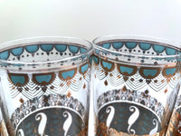 Load image into Gallery viewer, Culver Signed Mid-Century Saratoga Turquoise and 22-Karat Gold Highball Glasses (Set of 4)
