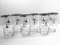 Load image into Gallery viewer, Mid-Century Silver Atomic Star Glasses (Set of 6)
