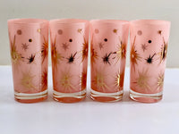 Load image into Gallery viewer, Federal Glass Mid-Century Pink Atomic &amp; 22-Karat Gold Star Glasses (Set of 4)

