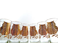 Load image into Gallery viewer, Mid-Century Retro Gold Owl Highball Glasses (Set of 6)
