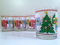 Load image into Gallery viewer, Georges Briard Signed Mid-Century I'll Be Home For Christmas Double Old Fashion Glasses (Set of 4)
