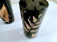 Load image into Gallery viewer, Georges Briard Signed Mid-Century Black and 22-Karat Gold Honey Bee and Nature Glasses (Set of 5)
