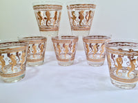 Load image into Gallery viewer, Fred Press Signed Mid-Century 22-Karat Gold Seahorse Double Old Fashion Glasses (Set of 7)
