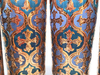 Load image into Gallery viewer, Georges Briard Signed Mid-Century Firenza Blue and 22-Karat Gold Italian Renaissance Cross Highball Glasses (Set of 4)
