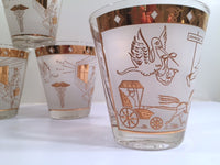 Load image into Gallery viewer, Mid-Century "Birds and the Bees" Double Old Fashion Glasses (Set of 6)
