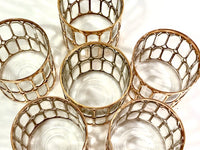 Load image into Gallery viewer, Imperial Glass Company –  Spanish Windows 22-Karat Gold Mid-Century Double Old Fashion Glasses (Set of 6)
