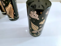 Load image into Gallery viewer, Georges Briard Signed Mid-Century Black and 22-Karat Gold Honey Bee and Nature Glasses (Set of 5)
