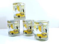 Load image into Gallery viewer, Georges Briard - Signed Mid-Century &quot;A Night at the Roxy&quot; Double Old Fashion Glasses (Set of 4)
