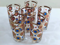 Load image into Gallery viewer, Georges Briard Signed Mid-Century 22-Karat Gold and Colorful Circle Glasses (Set of 6)

