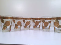 Load image into Gallery viewer, Fred Press Signed Mid-Century Golden Mayan Circle Whiskey-Double Shot Glasses (Set of 6)
