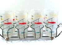 Load image into Gallery viewer, Mid-Century Fishing Lure Glasses with Carrier (Set of 8)
