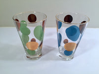 Load image into Gallery viewer, Russel Wright Mid-Century Bright Blue, Green &amp; 22-Karat Gold Eclipse Glasses (Set of 2)
