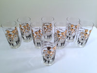 Load image into Gallery viewer, Gay Fad Signed Mid-Century Barbershop Quartet Glasses (Set of 8)
