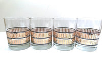 Load image into Gallery viewer, Culver Mid-Century 22-Karat Gold Stripes with Black Bands  Double Old Fashion Glasses (Set of 4)
