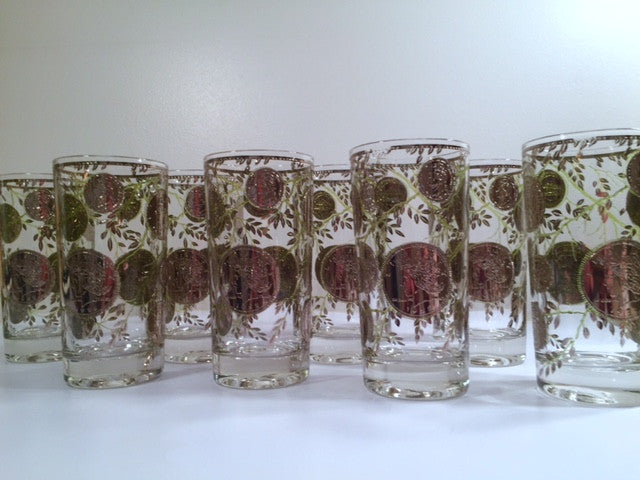 Culver Signed Midas Mid-Century Silver Coin Glasses (Set of 8)