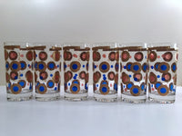 Load image into Gallery viewer, Georges Briard Signed Mid-Century 22-Karat Gold and Colorful Circle Glasses (Set of 6)
