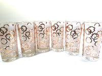 Load image into Gallery viewer, Mid-Century 22-Karat Gold &amp; White Chains of Love Glasses (Set of 6)
