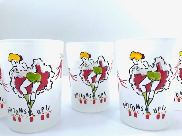 Gay Fad Can Can Girls Bottoms Up Mid-Century Glasses (Set of 6)