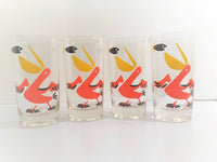 Load image into Gallery viewer, Mid-Century Pelican and Fish Glasses (Set of 4)
