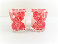 Load image into Gallery viewer, Georges Briard Signed Red and White Abstract Double Old Fashion Glasses (Set of 2)
