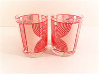 Load image into Gallery viewer, Georges Briard Signed Red and White Abstract Double Old Fashion Glasses (Set of 2)
