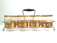 Load image into Gallery viewer, Culver Signed Antigua Mid-Century 22-Karat Gold Rock Glasses (Set of 8) with Atomic Carrier

