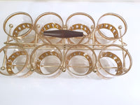 Load image into Gallery viewer, Culver Signed Antigua Mid-Century 22-Karat Gold Rock Glasses (Set of 8) with Atomic Carrier
