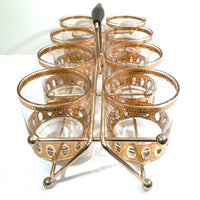 Load image into Gallery viewer, Culver Signed Antigua Mid-Century 22-Karat Gold Rock Glasses (Set of 8) with Atomic Carrier
