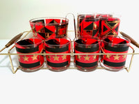 Load image into Gallery viewer, Washington Glass Mid-Century Geometric Red, Black and Gold 11-Piece Bar Set
