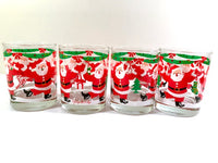 Load image into Gallery viewer, Georges Briard Signed Mid-Century Dancing Santa Double Old Fashion Glasses (Set of 4)
