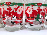 Load image into Gallery viewer, Georges Briard Signed Mid-Century Dancing Santa Double Old Fashion Glasses (Set of 4)
