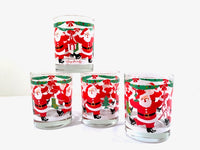 Load image into Gallery viewer, Georges Briard Signed Mid-Century Dancing Santa Double Old Fashion Glasses (Set of 4)
