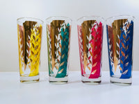 Load image into Gallery viewer, D Campbell Signed Mid-Century Leaf Tall Collins Glasses (Set of 4)
