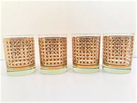 Load image into Gallery viewer, Georges Briard Signed Mid-Century Golden Square Double Old Fashion Glasses (Set of 4)
