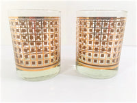 Load image into Gallery viewer, Georges Briard Signed Mid-Century Golden Square Double Old Fashion Glasses (Set of 2)
