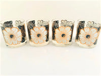 Load image into Gallery viewer, Georges Briard Signed Mid-Century Black White and Gold Flower Glasses (Set of 4)
