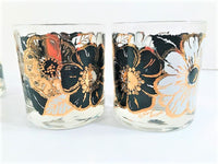 Load image into Gallery viewer, Georges Briard Signed Mid-Century Black White and Gold Flower Glasses (Set of 4)
