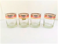 Load image into Gallery viewer, Culver Signed Mid-Century Silver Copper and Gold Band Double Old Fashion Glasses (Set of 4)

