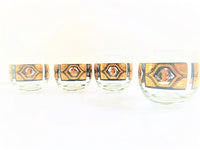 Load image into Gallery viewer, Culver Signed Mid-Century Black and Gold Diamond Roly Poly Glasses (Set of 4)
