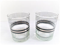 Load image into Gallery viewer, Culver Signed Mid-Century Silver and Black Band Double Old Fashion Glasses (Set of 2)
